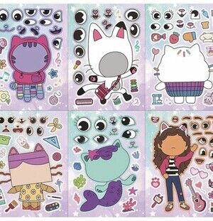Gabbys Dollhouse Make A Face Stickers Crafts Party Favors 12 Sheets 6 Designs
